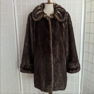 Vintage Faux Mink Brown Coat S